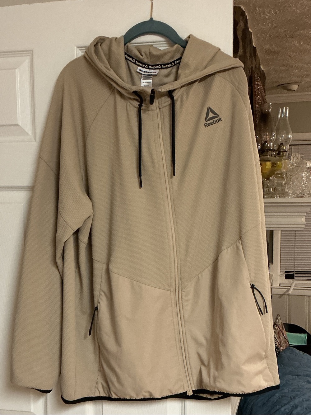 Reebok Men's Hooded Full-Zip Jacket in Beige